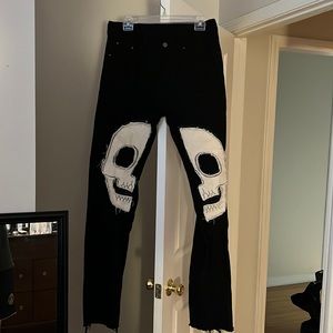 skeleton Y2K black jeans mens
